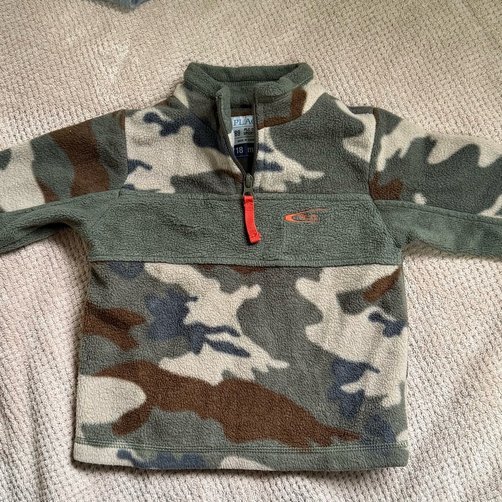 Place Green and Brown Camouflage Fleece Hoodie